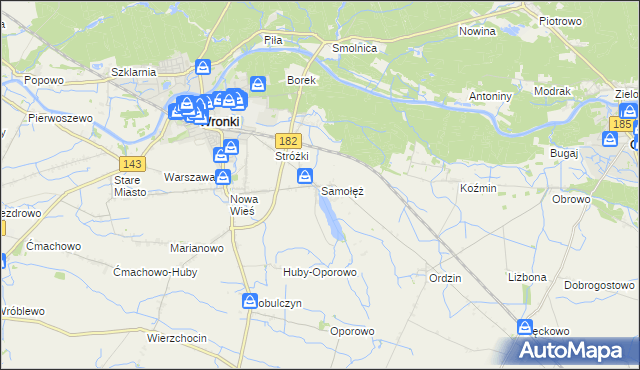 mapa Samołęż, Samołęż na mapie Targeo