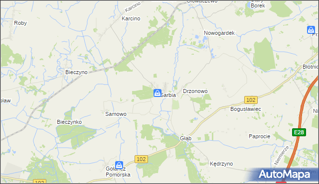 mapa Sarbia gmina Kołobrzeg, Sarbia gmina Kołobrzeg na mapie Targeo