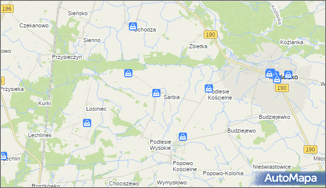 mapa Sarbia gmina Mieścisko, Sarbia gmina Mieścisko na mapie Targeo