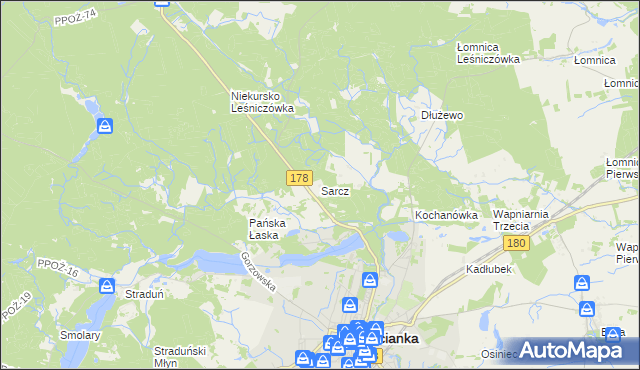 mapa Sarcz, Sarcz na mapie Targeo