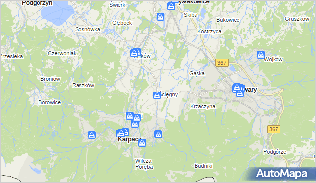 mapa Ściegny, Ściegny na mapie Targeo