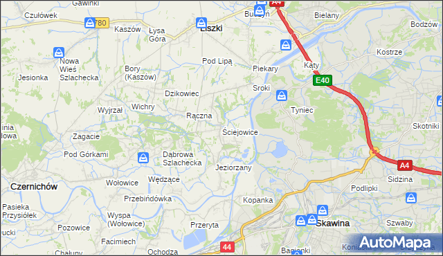 mapa Ściejowice, Ściejowice na mapie Targeo