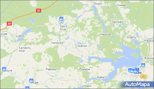 mapa Ścienne, Ścienne na mapie Targeo