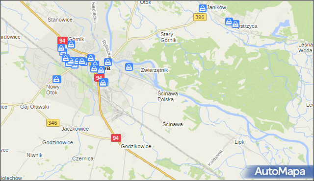 mapa Ścinawa Polska, Ścinawa Polska na mapie Targeo