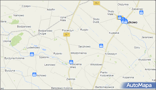 mapa Sęczkowo gmina Osięciny, Sęczkowo gmina Osięciny na mapie Targeo