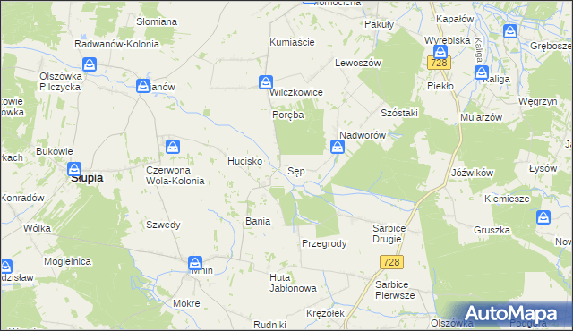 mapa Sęp, Sęp na mapie Targeo
