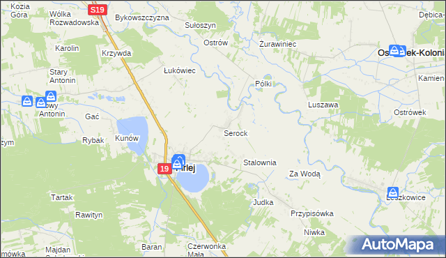 mapa Serock gmina Firlej, Serock gmina Firlej na mapie Targeo
