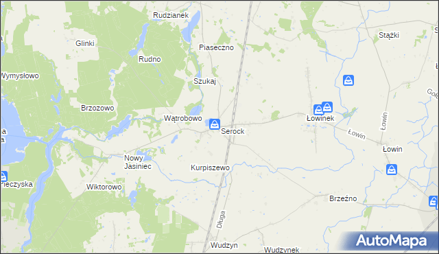 mapa Serock gmina Pruszcz, Serock gmina Pruszcz na mapie Targeo