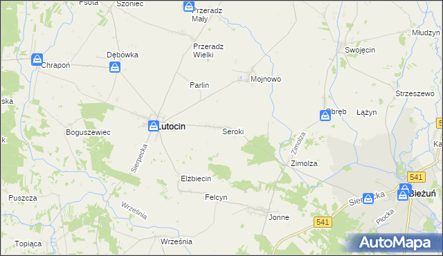 mapa Seroki gmina Lutocin, Seroki gmina Lutocin na mapie Targeo