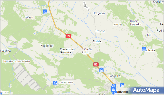 mapa Siarcza Łąka, Siarcza Łąka na mapie Targeo