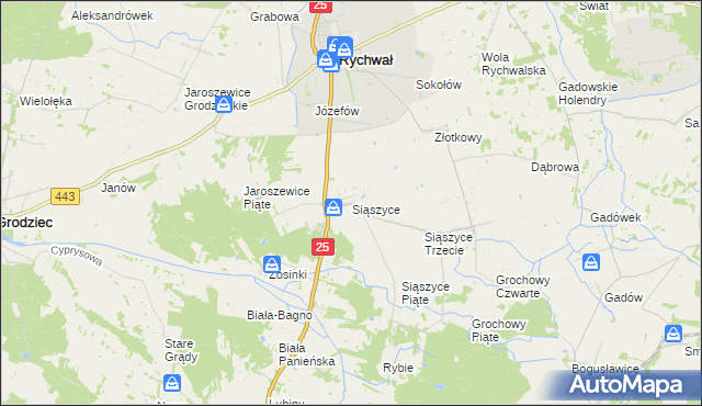 mapa Siąszyce, Siąszyce na mapie Targeo