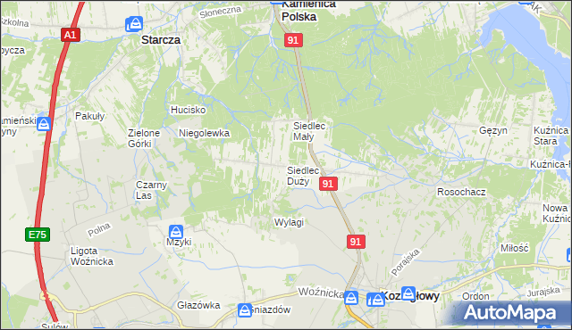 mapa Siedlec Duży, Siedlec Duży na mapie Targeo