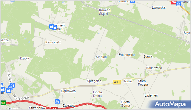 mapa Siedlec gmina Izbicko, Siedlec gmina Izbicko na mapie Targeo