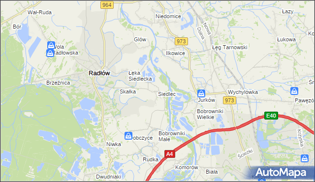 mapa Siedlec gmina Radłów, Siedlec gmina Radłów na mapie Targeo