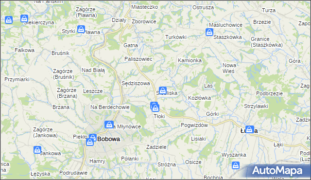 mapa Siedliska gmina Bobowa, Siedliska gmina Bobowa na mapie Targeo