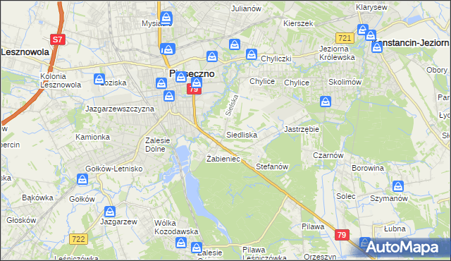 mapa Siedliska gmina Piaseczno, Siedliska gmina Piaseczno na mapie Targeo