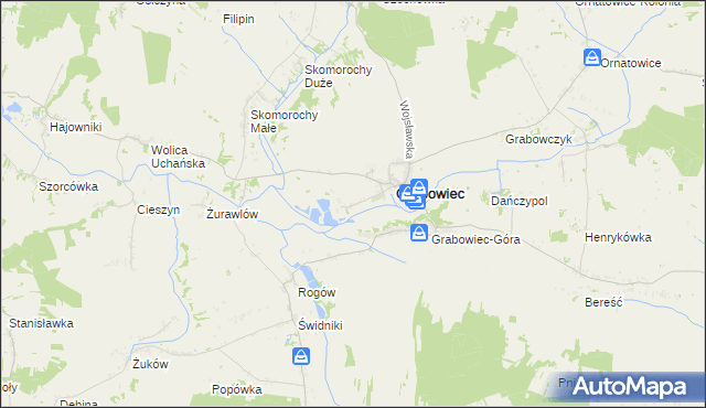 mapa Siedlisko gmina Grabowiec, Siedlisko gmina Grabowiec na mapie Targeo