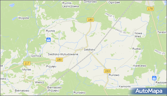 mapa Siedlisko gmina Trzcianka, Siedlisko gmina Trzcianka na mapie Targeo