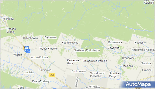 mapa Siekierno-Przedgrab, Siekierno-Przedgrab na mapie Targeo