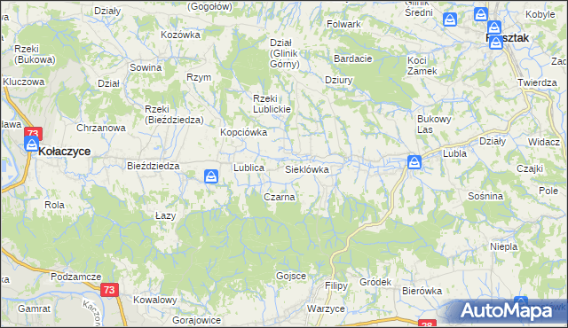 mapa Sieklówka, Sieklówka na mapie Targeo