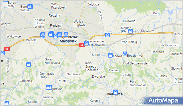 mapa Sielec gmina Iwierzyce, Sielec gmina Iwierzyce na mapie Targeo