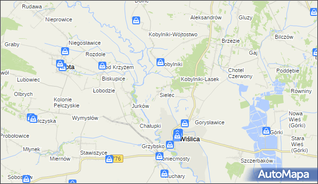 mapa Sielec gmina Wiślica, Sielec gmina Wiślica na mapie Targeo