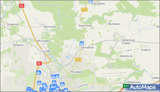 mapa Siemianice gmina Słupsk, Siemianice gmina Słupsk na mapie Targeo