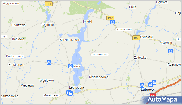 mapa Siemianowo gmina Łubowo, Siemianowo gmina Łubowo na mapie Targeo