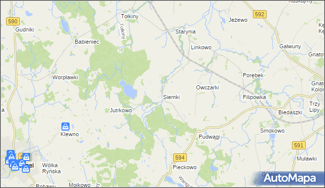 mapa Siemki, Siemki na mapie Targeo