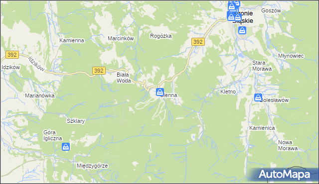 mapa Sienna gmina Stronie Śląskie, Sienna gmina Stronie Śląskie na mapie Targeo