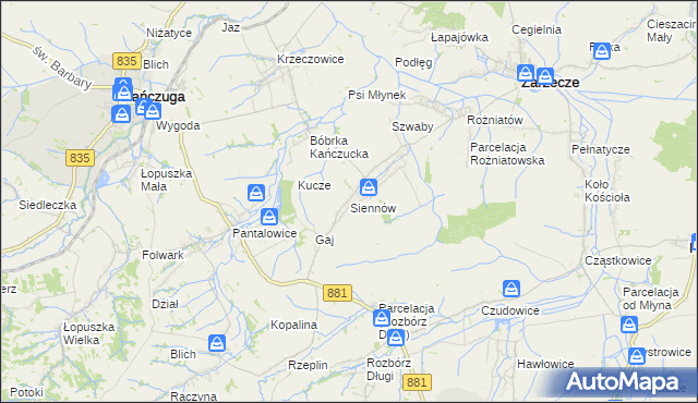 mapa Siennów, Siennów na mapie Targeo