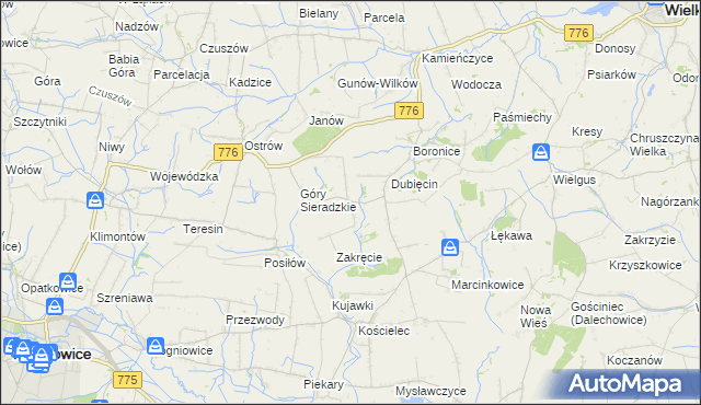 mapa Sieradzice, Sieradzice na mapie Targeo