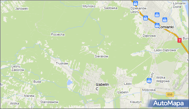 mapa Sieraków gmina Izabelin, Sieraków gmina Izabelin na mapie Targeo