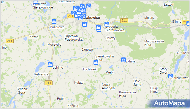 mapa Sierakowska Huta, Sierakowska Huta na mapie Targeo
