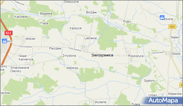 mapa Sieroszewice, Sieroszewice na mapie Targeo