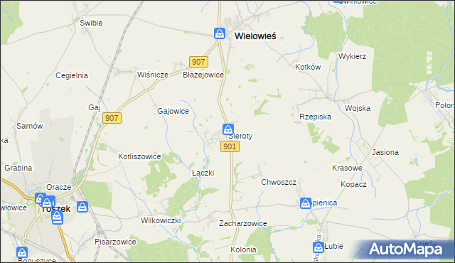 mapa Sieroty, Sieroty na mapie Targeo