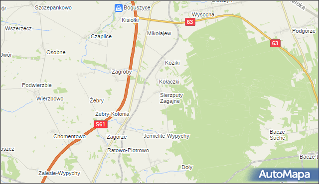 mapa Sierzputy Zagajne, Sierzputy Zagajne na mapie Targeo