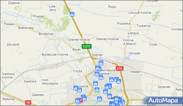 mapa Sitaniec, Sitaniec na mapie Targeo