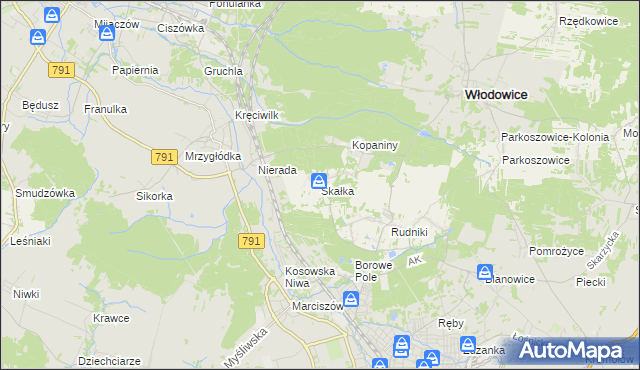 mapa Skałka gmina Włodowice, Skałka gmina Włodowice na mapie Targeo