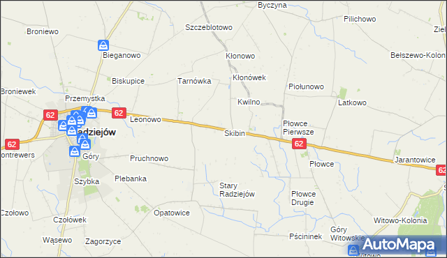 mapa Skibin gmina Radziejów, Skibin gmina Radziejów na mapie Targeo