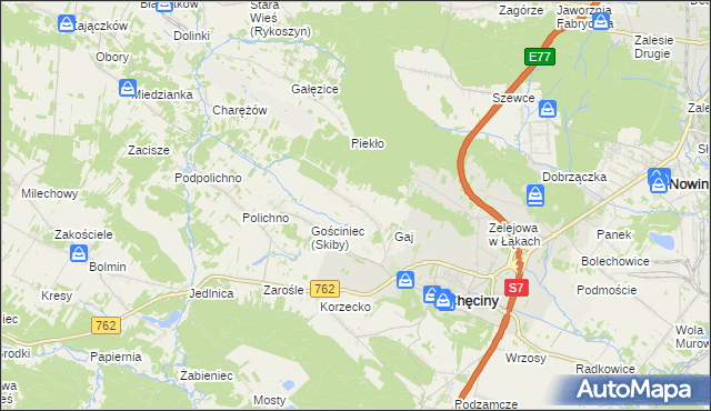 mapa Skiby gmina Chęciny, Skiby gmina Chęciny na mapie Targeo