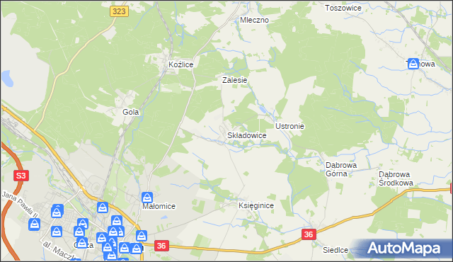 mapa Składowice, Składowice na mapie Targeo