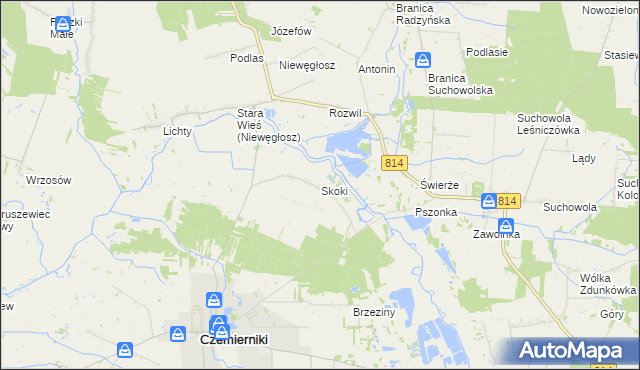 mapa Skoki gmina Czemierniki, Skoki gmina Czemierniki na mapie Targeo