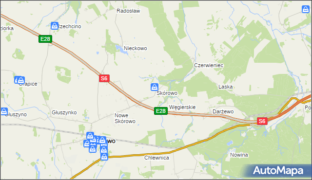 mapa Skórowo, Skórowo na mapie Targeo