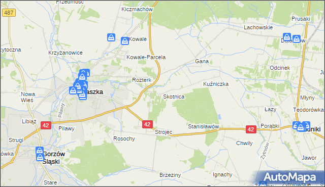 mapa Skotnica gmina Praszka, Skotnica gmina Praszka na mapie Targeo