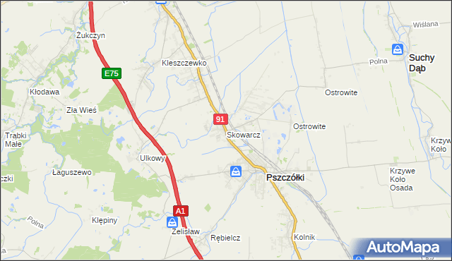 mapa Skowarcz, Skowarcz na mapie Targeo