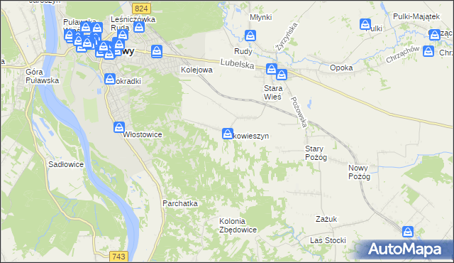 mapa Skowieszyn, Skowieszyn na mapie Targeo