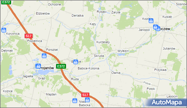 mapa Skruda gmina Trojanów, Skruda gmina Trojanów na mapie Targeo