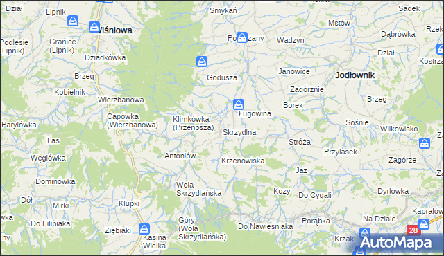 mapa Skrzydlna, Skrzydlna na mapie Targeo