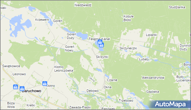 mapa Skrzynki gmina Baruchowo, Skrzynki gmina Baruchowo na mapie Targeo